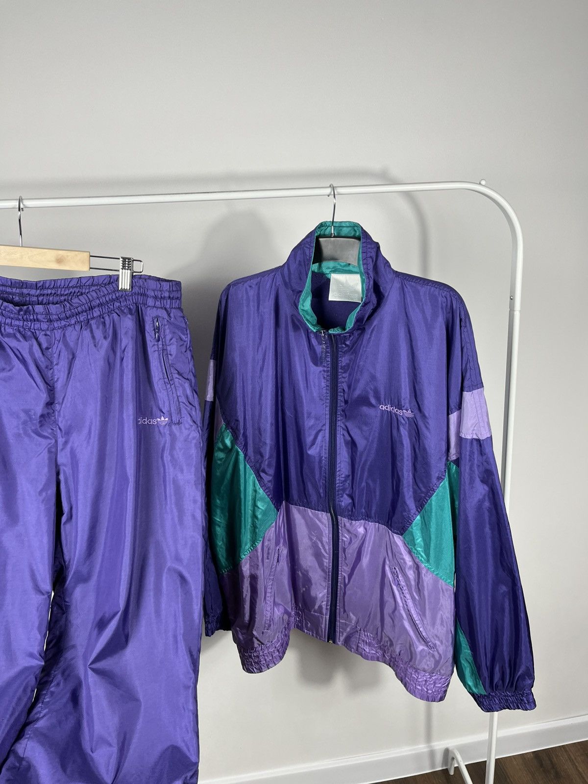 Adidas Vintage Adidas Purple Track Suit Windbreaker Jacket Pants Size US XL / EU 56 / 4 - 12 Thumbnail
