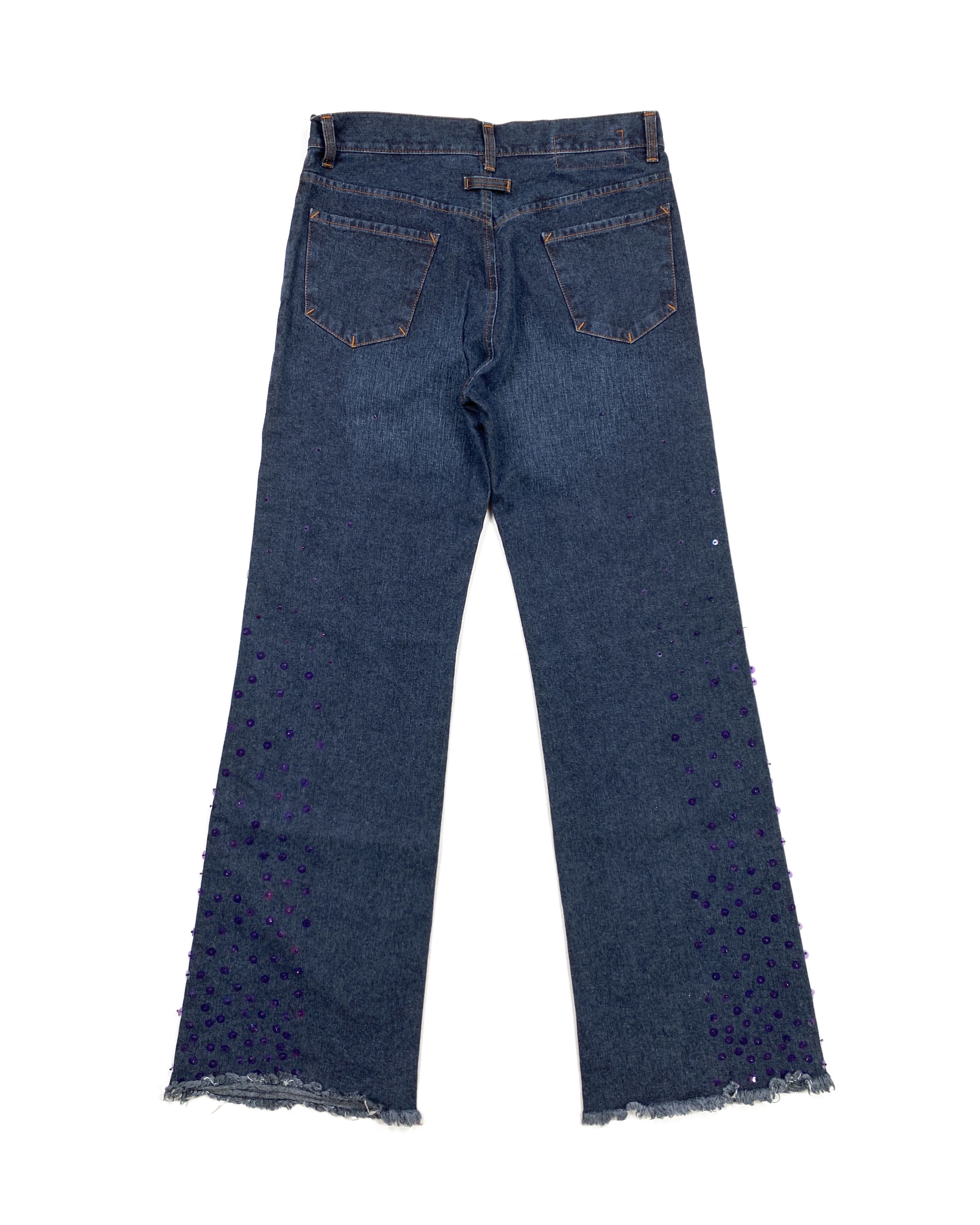 Jean Paul Gaultier 90s Embellished Flared Rave Jeans Size 30" / US 8 / IT 44 - 2 Thumbnail