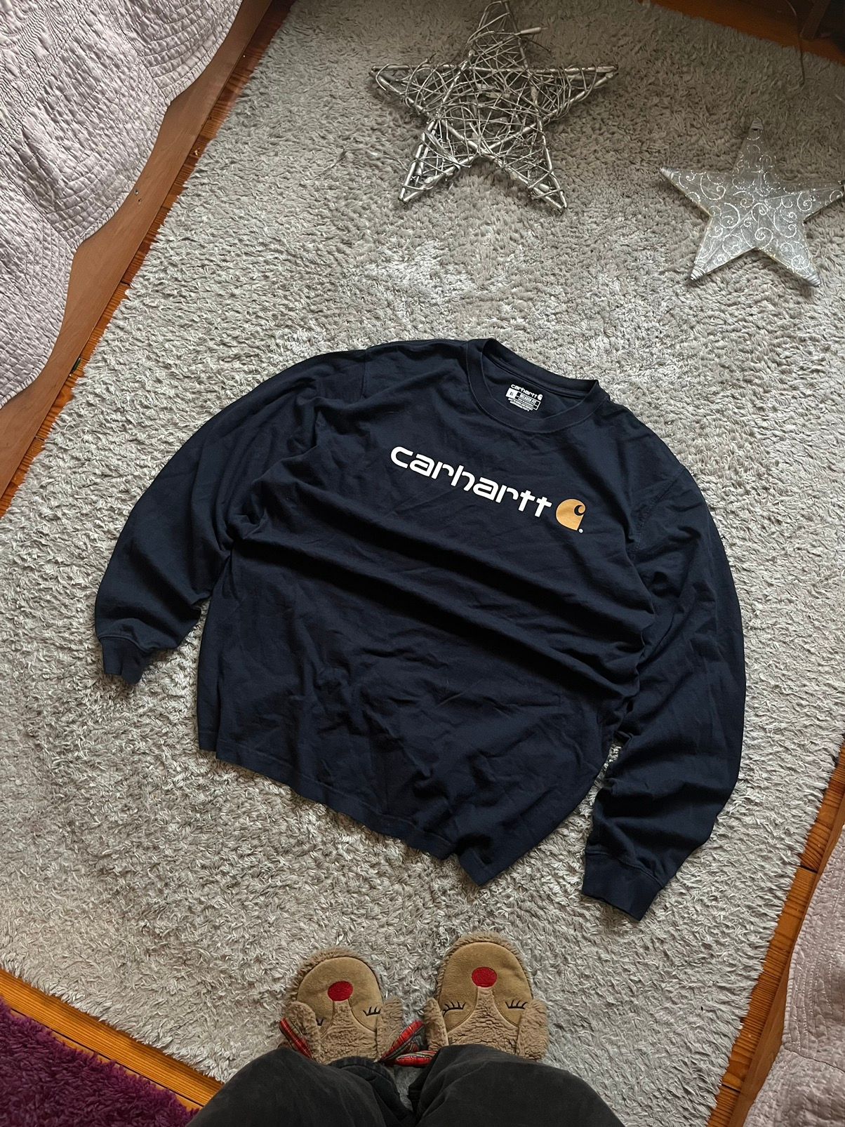 Pre-owned Carhartt X Vintage Carhartt Longsleeve College T-shirt Y2k Blue Tee Xl