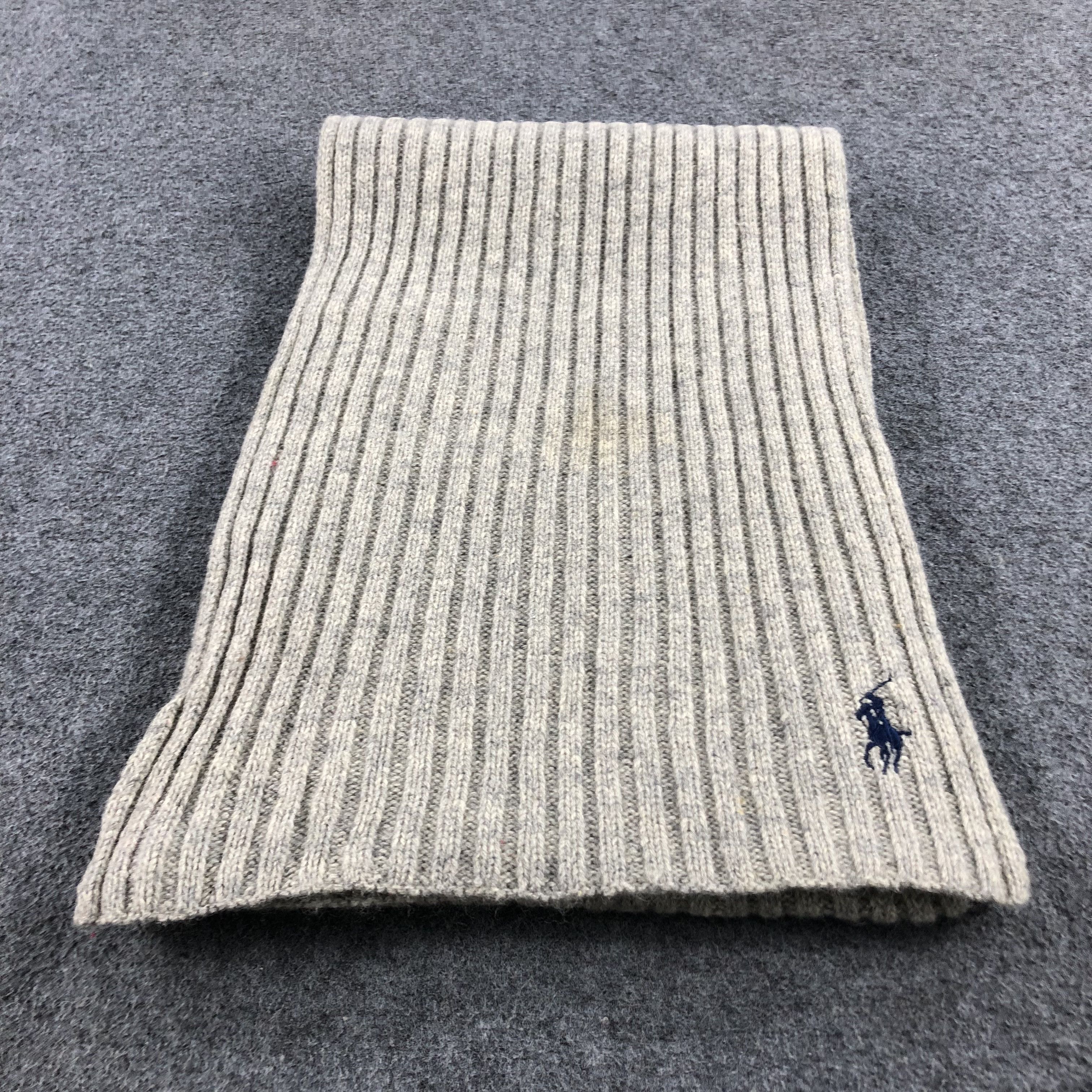 Polo Ralph Lauren Polo Ralph Lauren Grey Pleated Wool Scarf Muffler V819 Size ONE SIZE - 1 Thumbnail