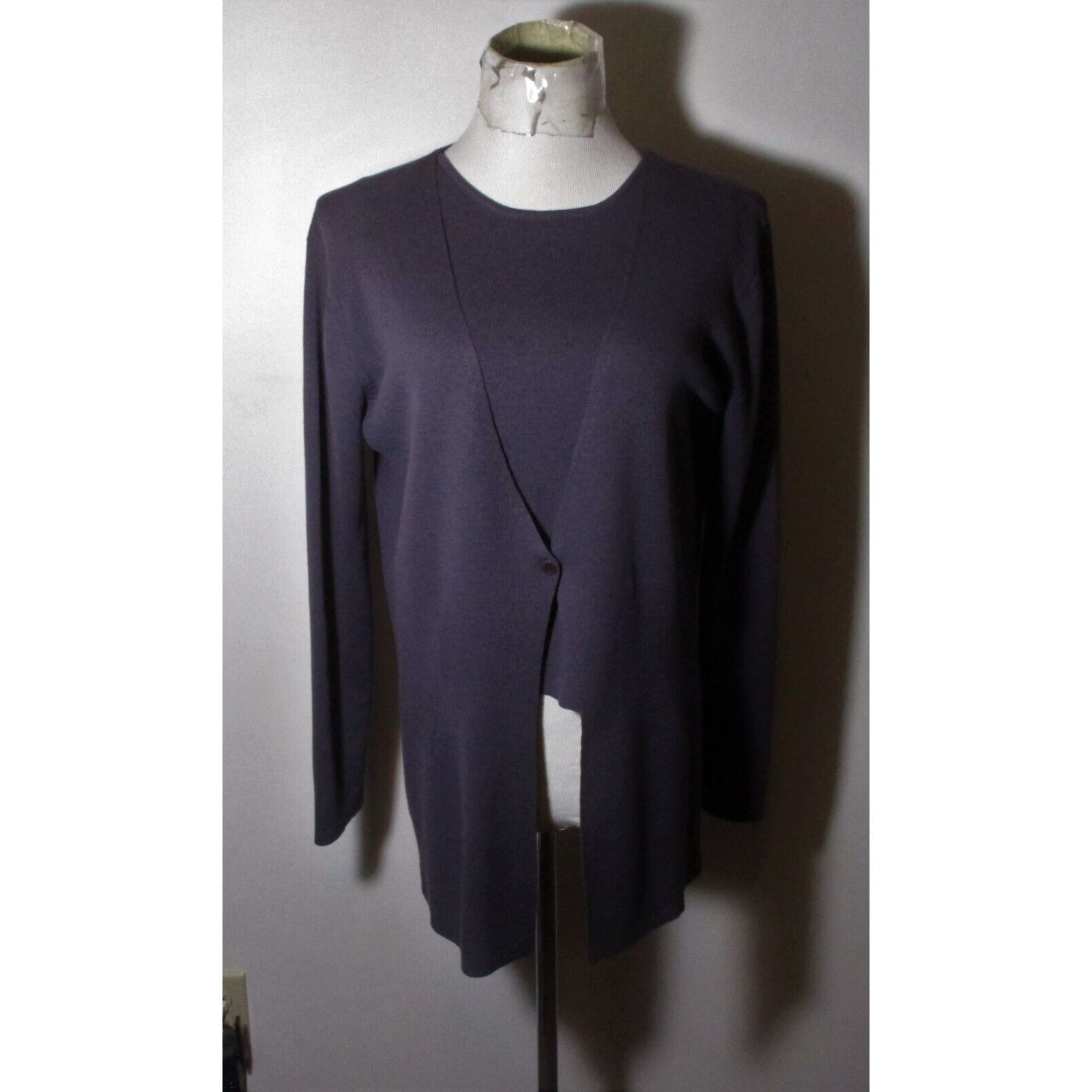 image of Women's Eileen Fisher Gray Wool Combo Top & Cardigan Sweater Size S in White