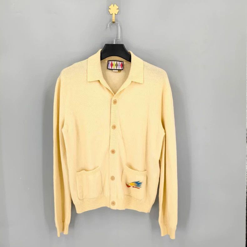 Gucci Gucci Yellow Knitted Cardigan with Embroidery-dmc Size US L / EU 52-54 / 3 - 1 Thumbnail