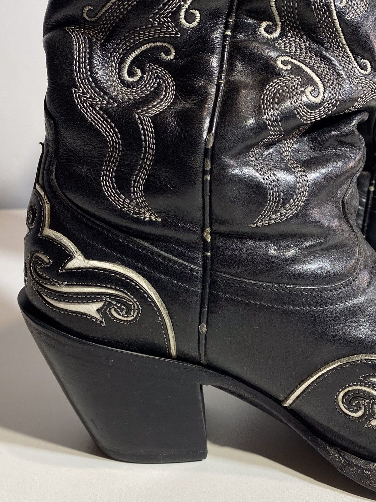 Genuine Leather 🔥 Y2K BLACK STAR COWBOY BOOTS MEXICO STAR EMBROIDERY WESTERN Size US 7 / EU 40 - 11 Thumbnail