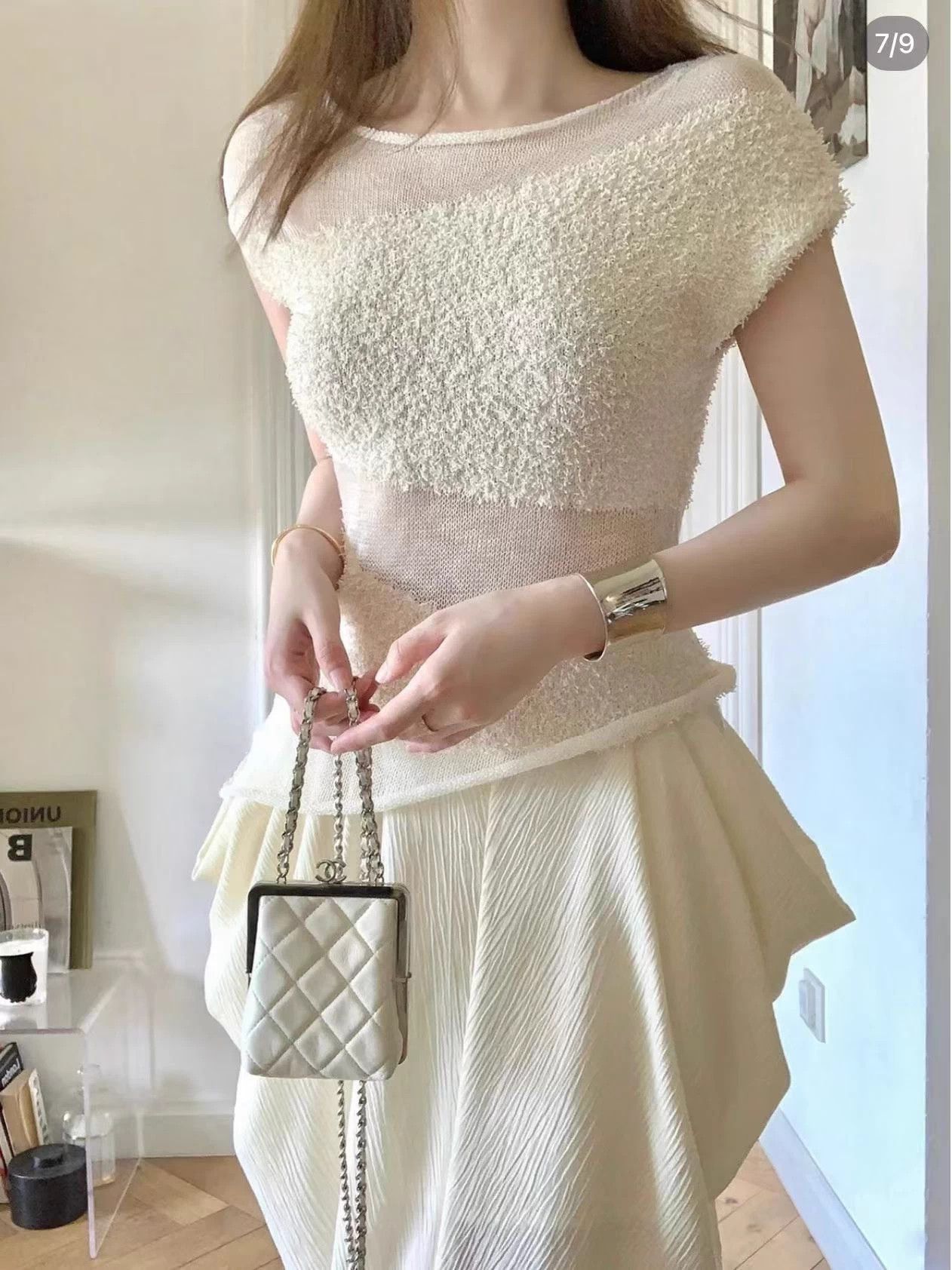 Chanel Chanel Mini Silver White Flap Bag Size ONE SIZE - 2 Thumbnail