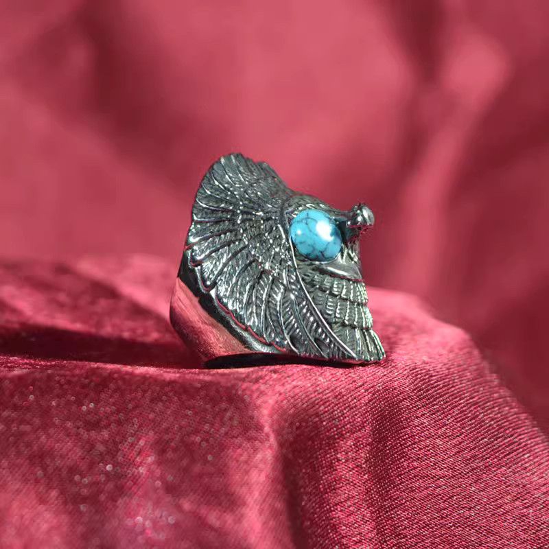 Jewelry Turquoise Jewelry Eagle Rings Chrome Ring (Size 7-13) Size ONE SIZE - 1 Thumbnail