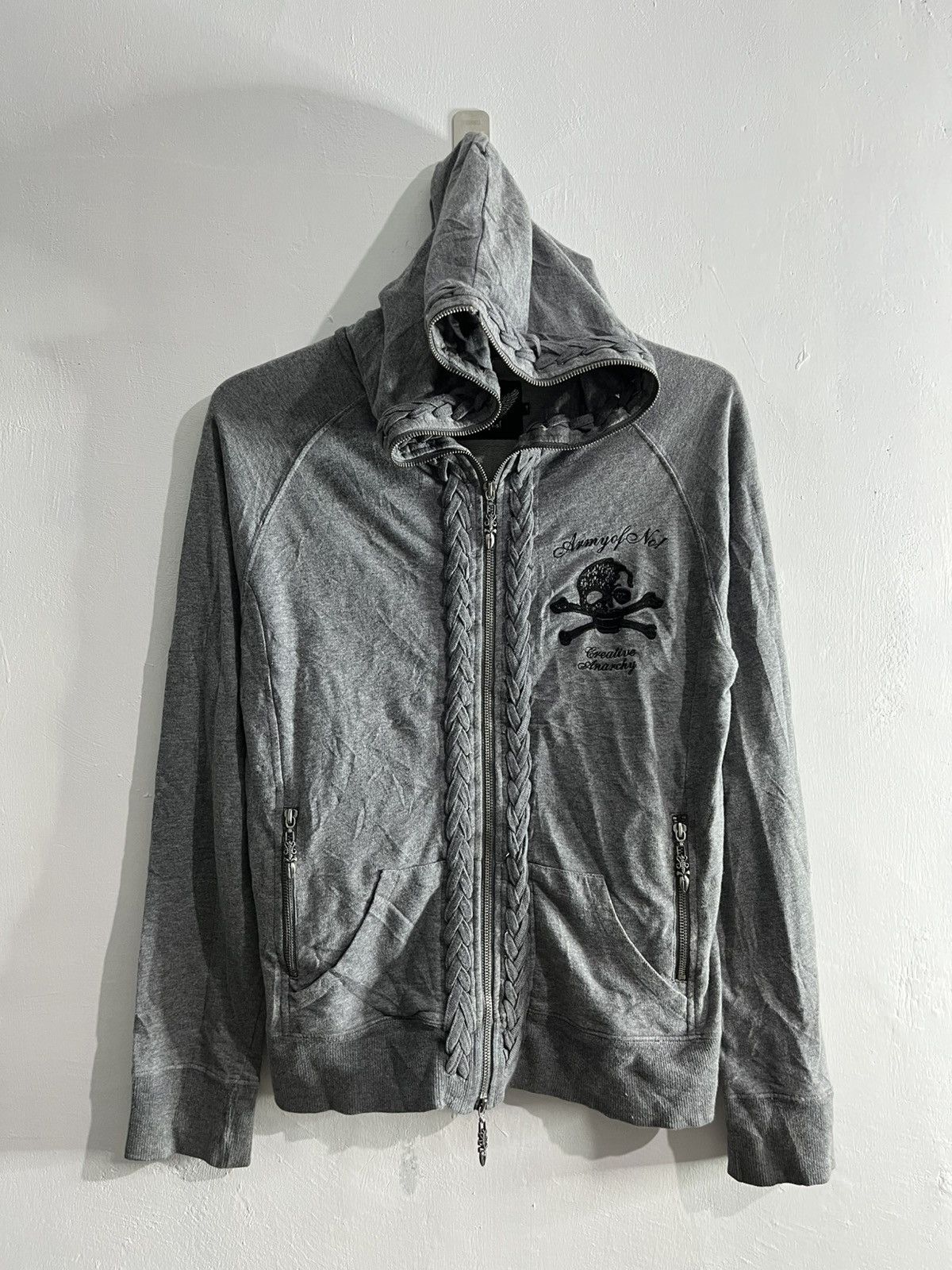Japanese Brand 2000s army of no! Skull embroidery hoodie Size US M / EU 48-50 / 2 - 2 Thumbnail