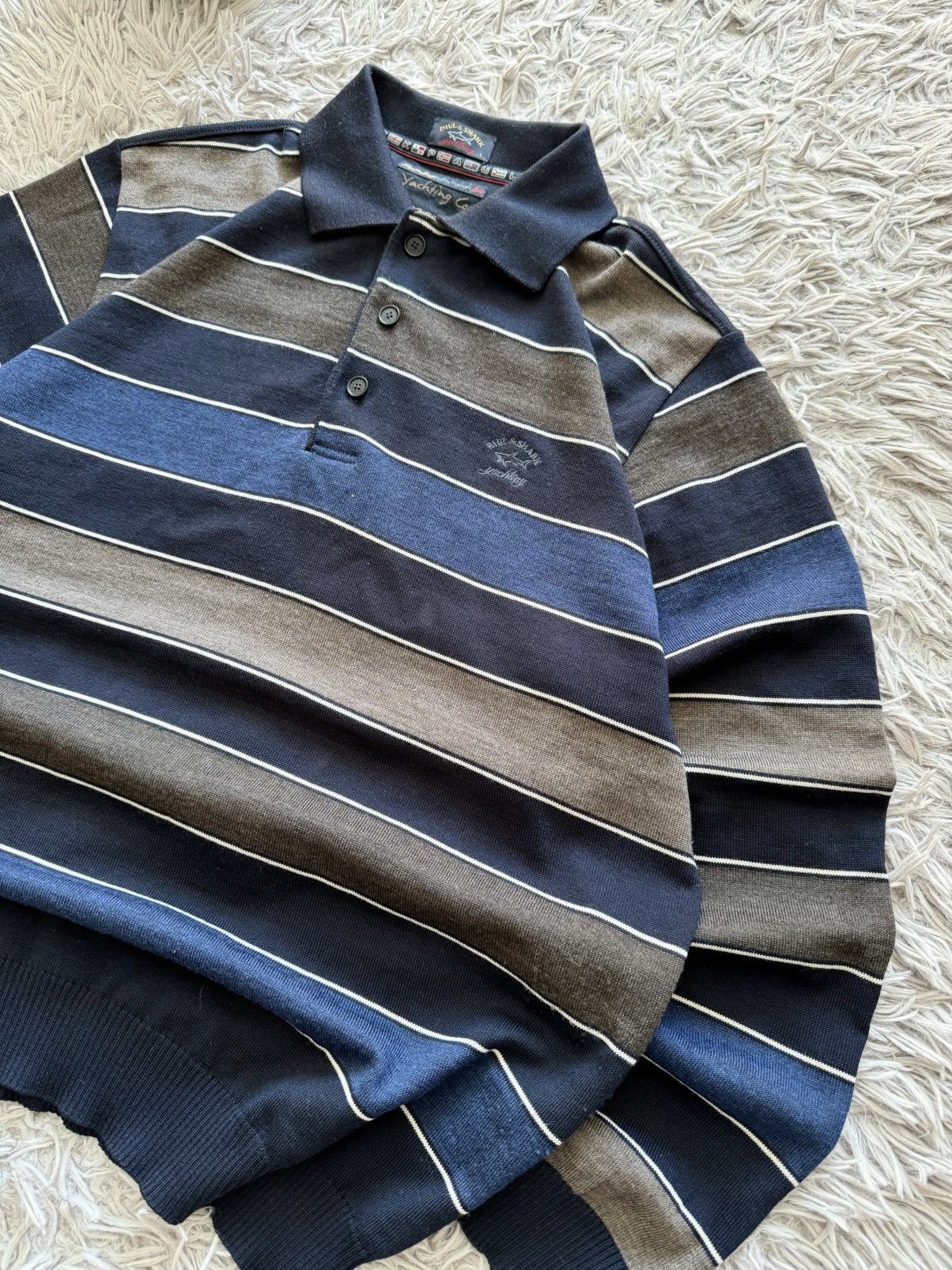 Paul & Shark 00s Paul & Shark Yachting Striped Knit Polo Sweater Casuals Size US L / EU 52-54 / 3 - 5 Thumbnail