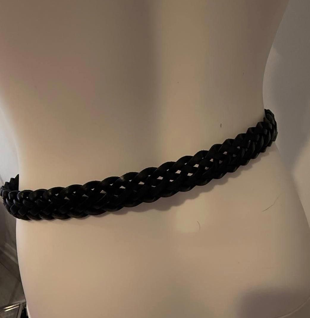 Designer Handcrafted Black Braided Leather Belt by WHBM size S Size ONE SIZE - 2 Thumbnail
