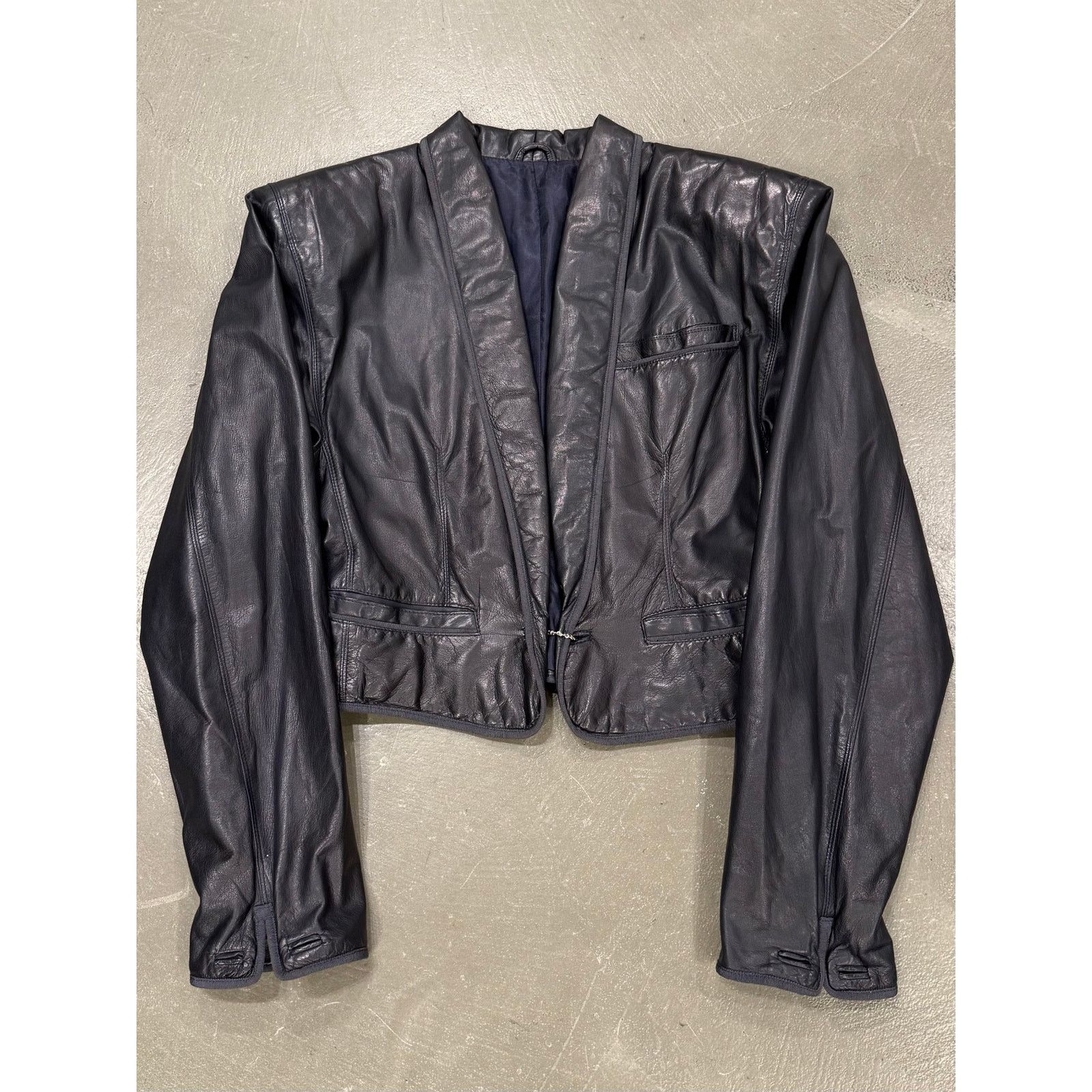 Versace 1980s Gianni Versace suspended shoulders leather jacket Size S / US 4 / IT 40 - 1 Thumbnail