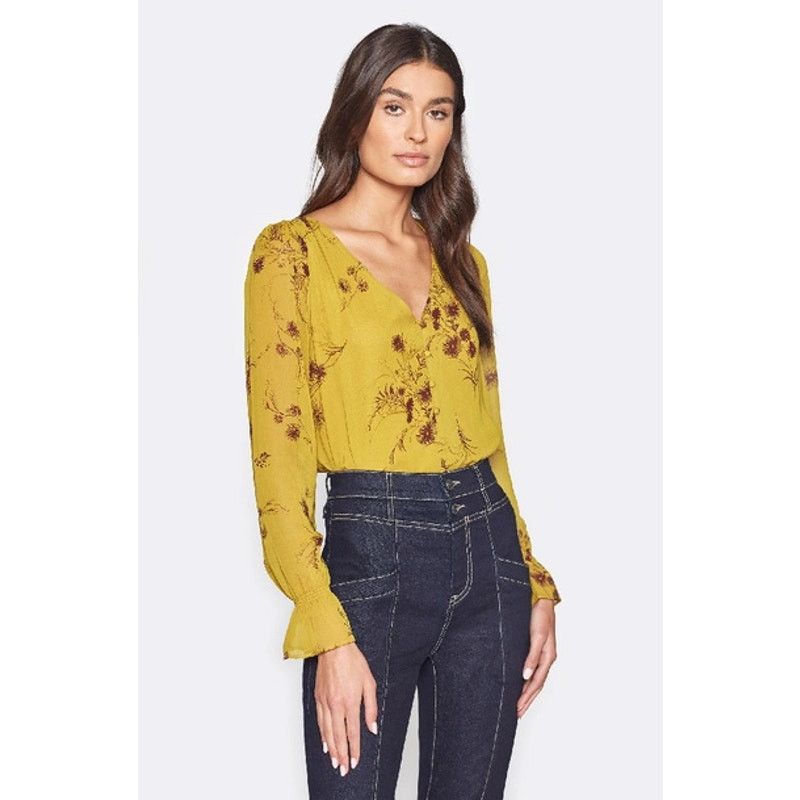 Joie Joie Womens Bolona Silk Floral Blouse Chartreuse Sz L Size L / US 10 / IT 46 - 9 Thumbnail