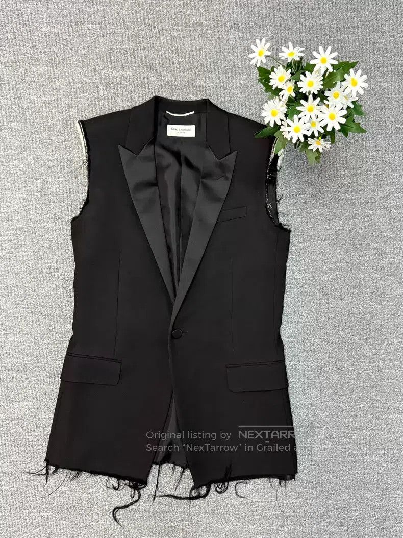 Saint Laurent Paris Saint Laurent Paris Satin Sword Collar Frayed Destroyed Sm Size US S / EU 44-46 / 1 - 1 Thumbnail