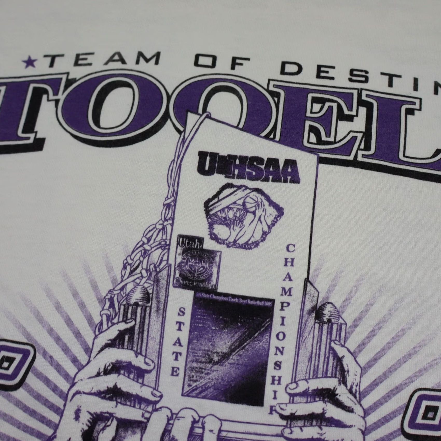 Vintage VINTAGE Tooele Utah Basketball T Shirt Mens XL 2005 State Champs UHSAA High School White Graphic Print Front Back Stadium Pride USA 80s 90s Boys Mens Size US XL / EU 56 / 4 - 7 Thumbnail