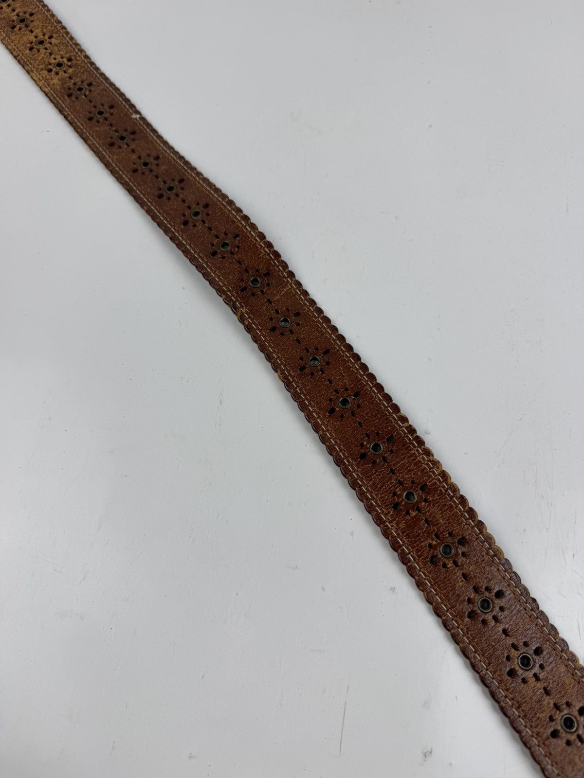 Japanese Brand rare design studded leather belt tc52 Size 32 - 4 Thumbnail