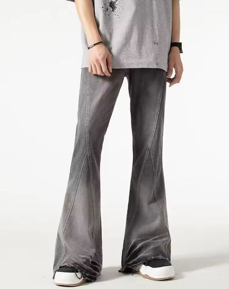 Designer × Japanese Brand Streetwear Grey Baggy Flared Jean Size US 33 - 2 Thumbnail
