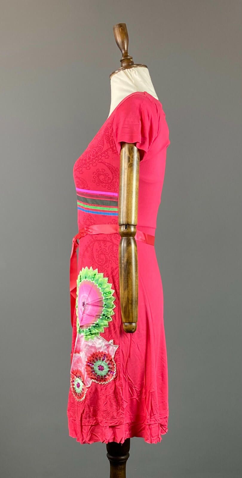 Desigual NWT Desigual Red Floral Belted A-Line Dress Size S Size S / US 4 / IT 40 - 4 Thumbnail