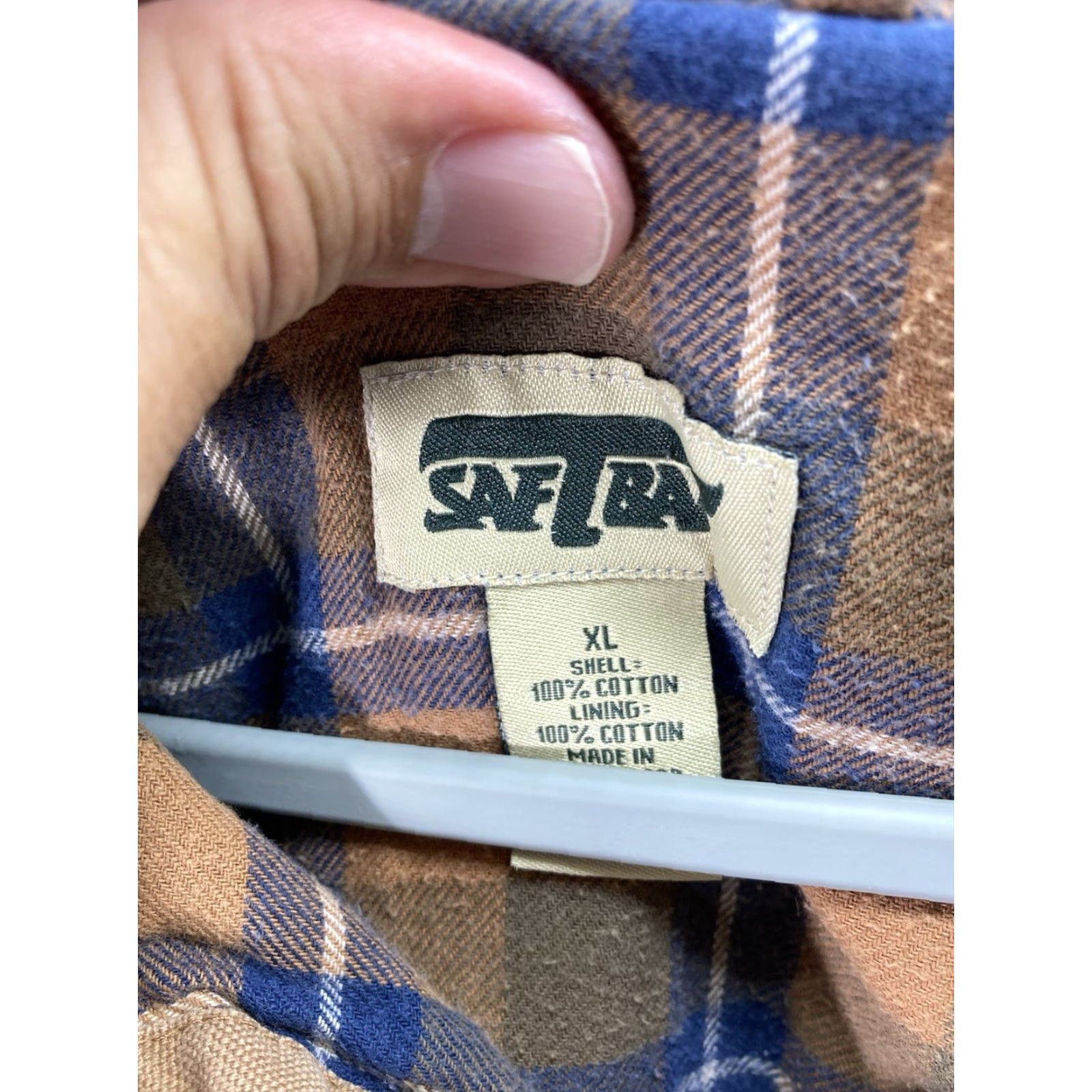 SafTbak Saftbak Shirt Jacket Shacket Men XL Khaki Duck Canvas Snap Flannel Lined Pockets Jacket Mens XL Brown Canvas Shacket with Pockets Size US XL / EU 56 / 4 - 4 Thumbnail
