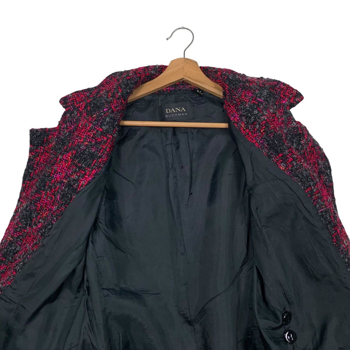Other DANA BUCHMAN Red Black Checked Tweed Jacket #2737-C123 Size M / US 6-8 / IT 42-44 - 12 Thumbnail