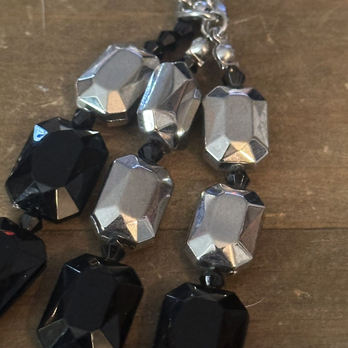 Other Black and silver multi layered stone necklace Size ONE SIZE - 4 Thumbnail