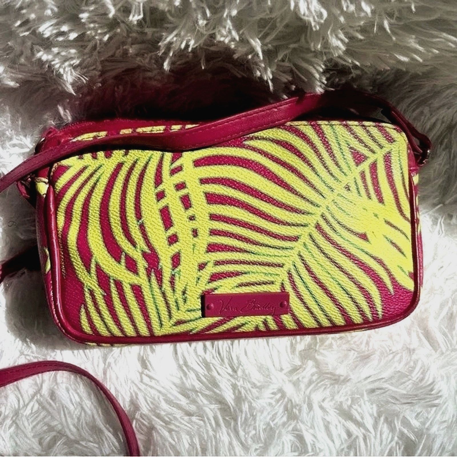 Vera Bradley Vera Bradley "Palm Fronds" Small Crossbody Bag - Bright Pink Size ONE SIZE - 2 Thumbnail