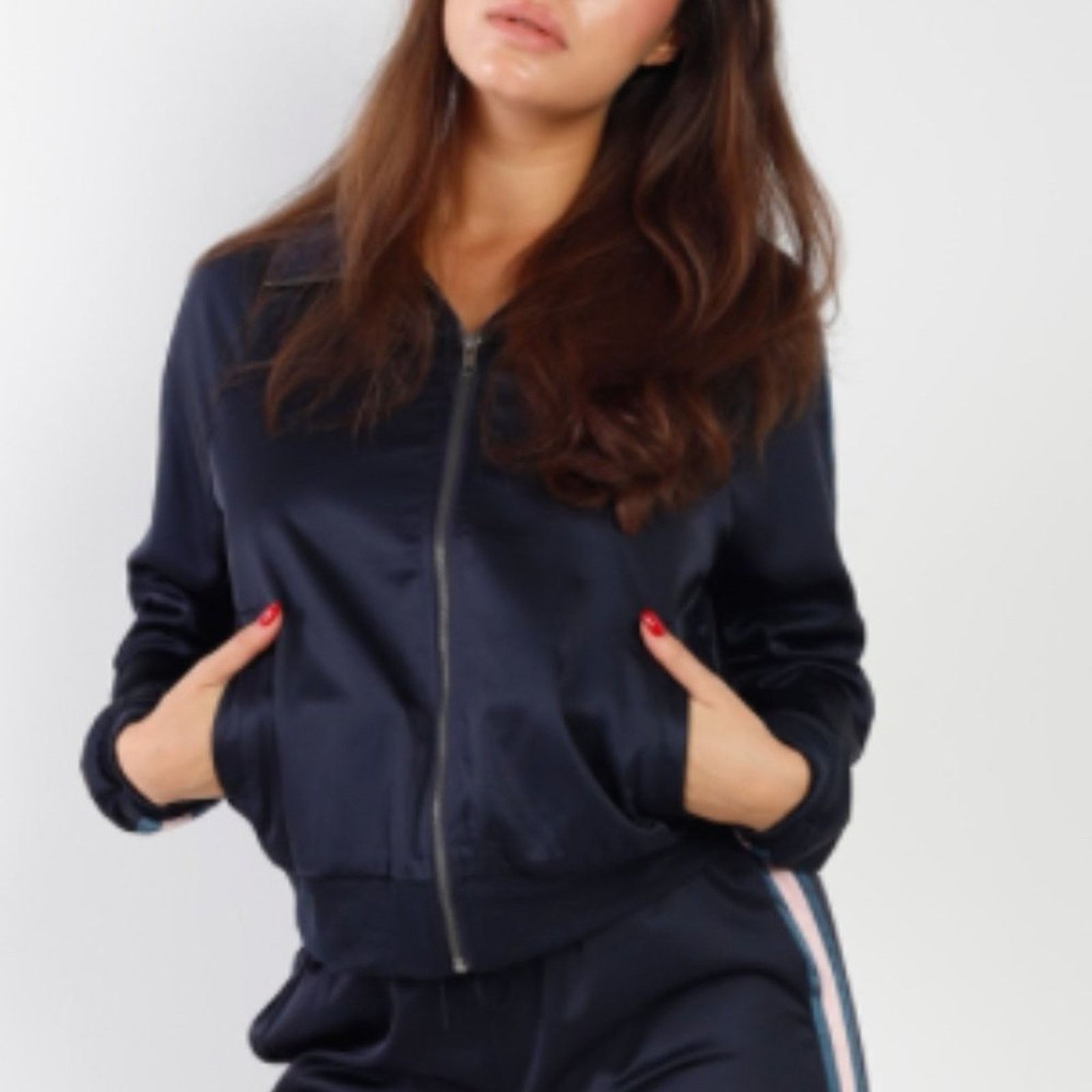 Other Navy Multicolor Stripe Detail Zip-Up Front Sports Jacket Size XS / US 0-2 / IT 36-38 - 4 Thumbnail
