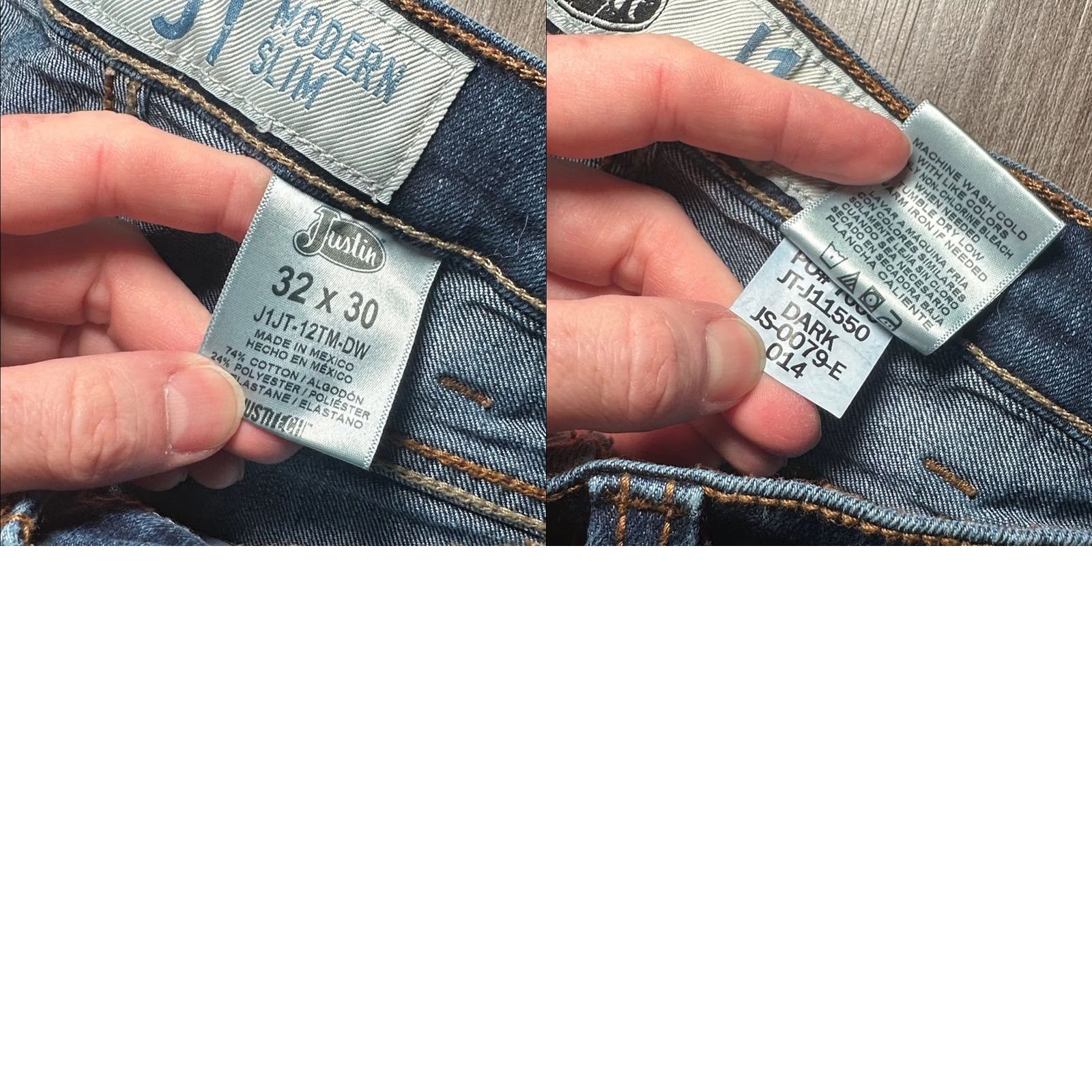 Justin Boots Justin Boots J1 Modern Slim Jeans - 32x30 Men's Blue Straight Jeans 32 Regular 30 Inseam Size US 32 / EU 48 - 8 Thumbnail