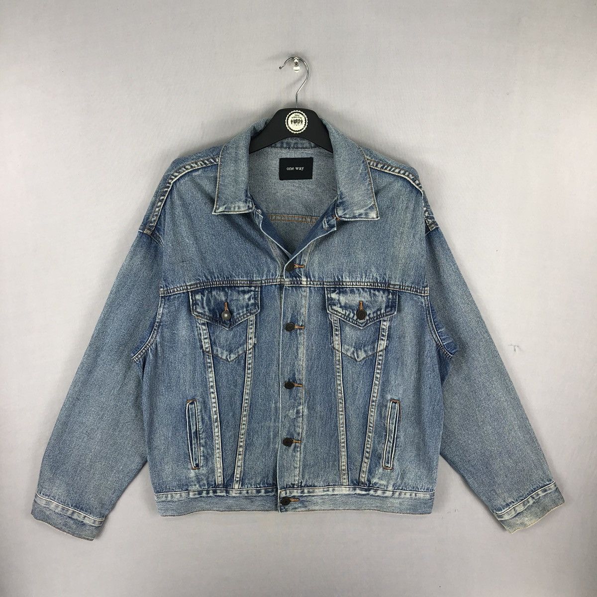 Japanese Brand Vintage Trucker Jacket Light Blue Denim by One Way Size US L / EU 52-54 / 3 - 1 Thumbnail