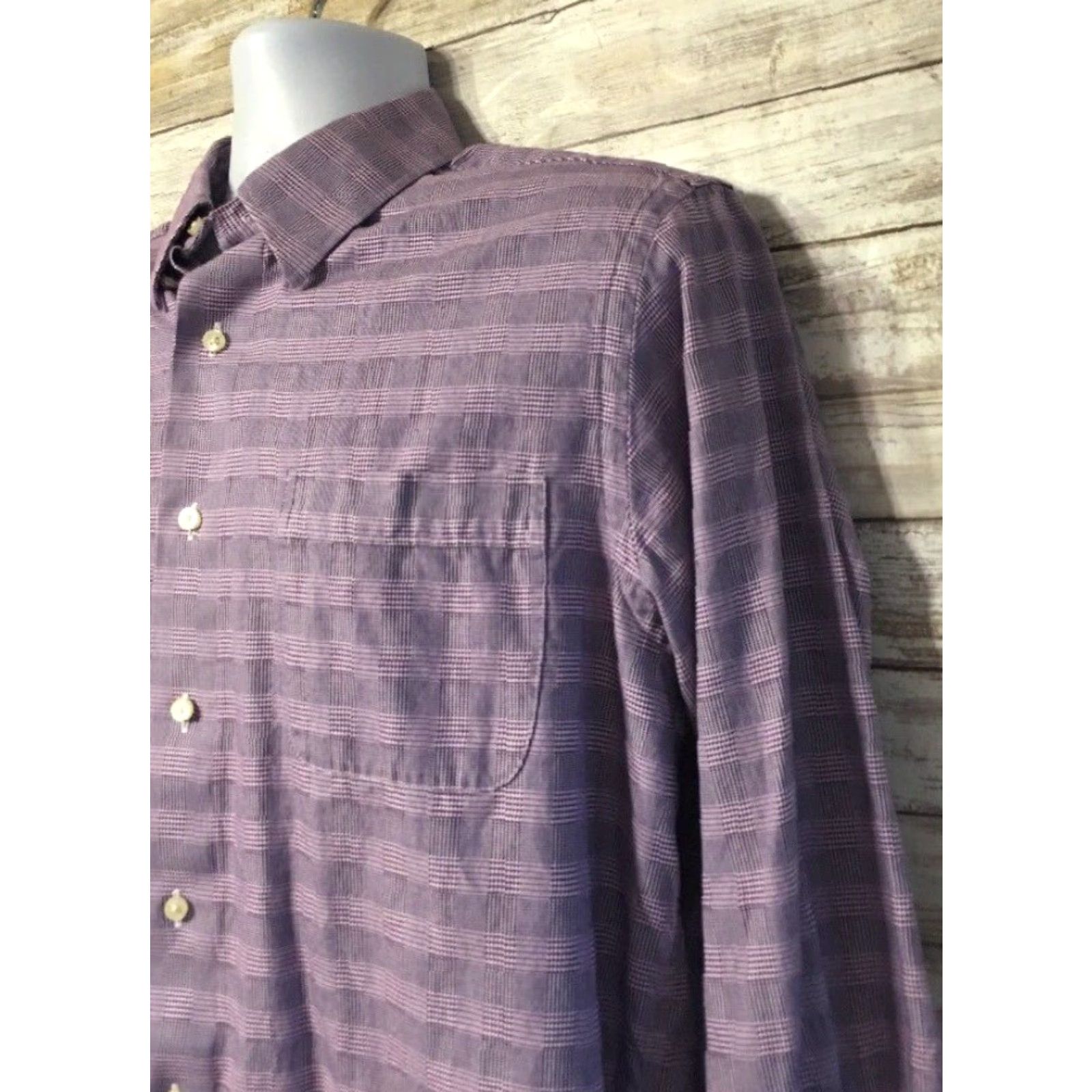 Tommy Bahama Tommy Bahama Shirt Plaid 100% Cotton Button-Down Dress Shirt Mens Size 16 32-33 Purple Size US L / EU 52-54 / 3 - 2 Thumbnail