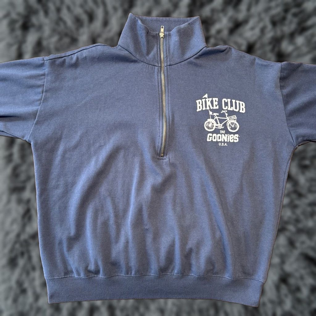 Logo 7 The Goonies Logo Sweatshirt Mens Blue Size M Pullover Knit Heavy Blend 1/4 Zip Mock Neck Logo Bike Club USA Official Size US M / EU 48-50 / 2 - 1 Thumbnail