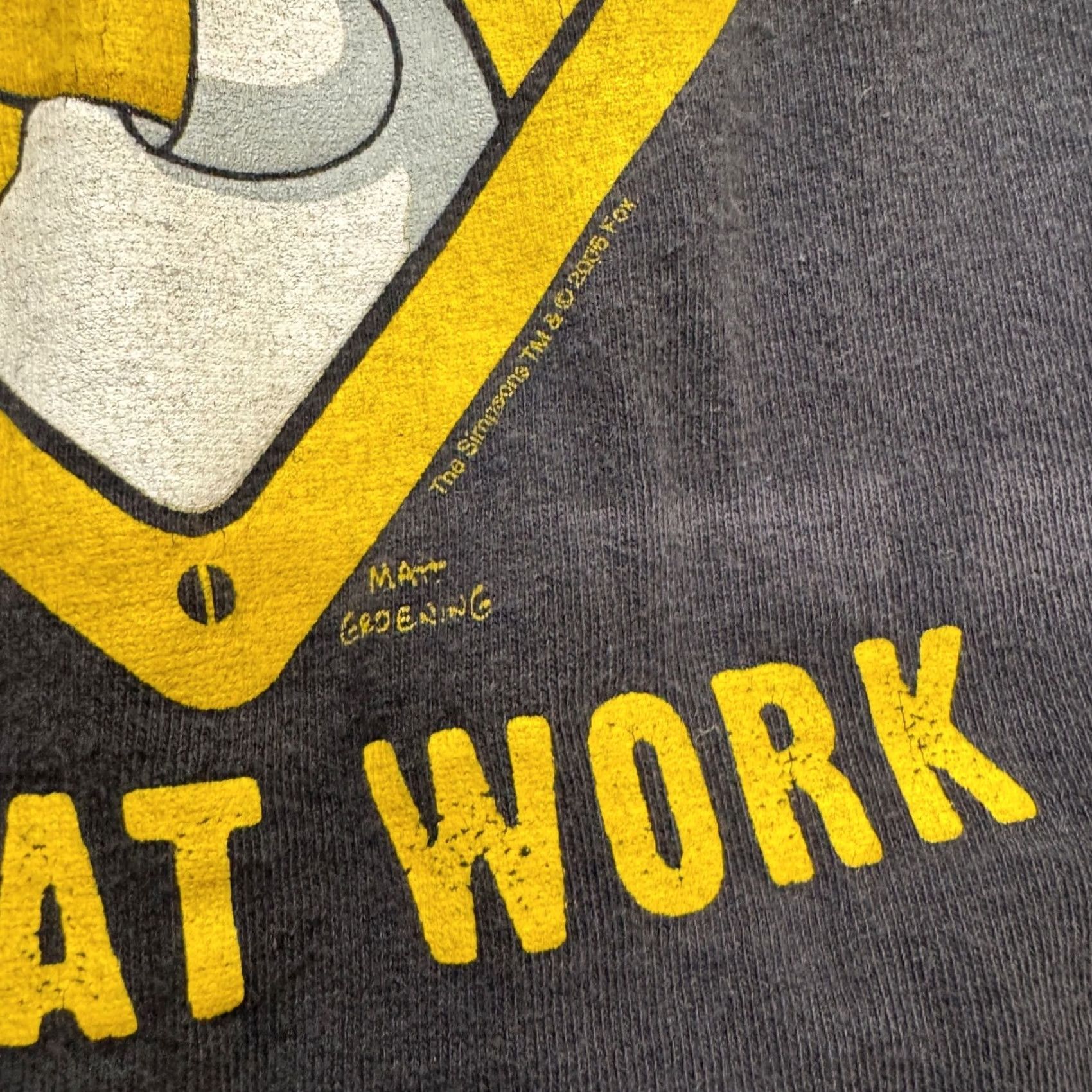 Vintage Homer Simpson T-Shirt Men XL 2006 Warning Man At Work 100% Cotton Black Delta Pro Weight Thrashed Y2K Shirt Mens XL Size US XL / EU 56 / 4 - 7 Thumbnail