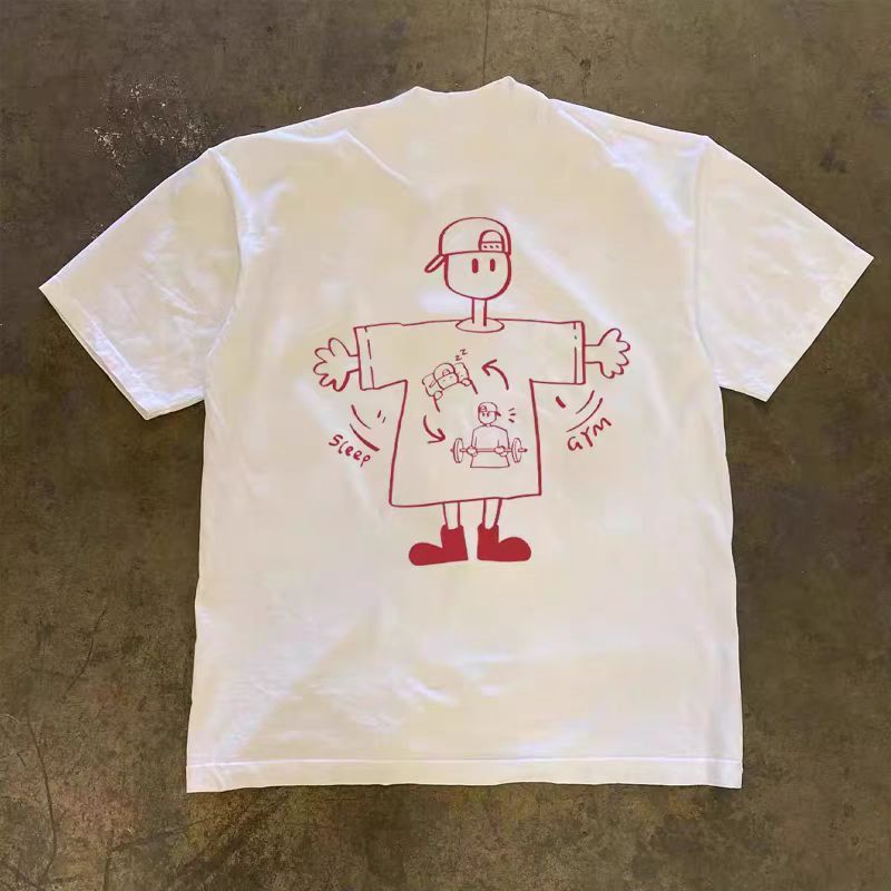 Vintage White washed retro boy print t-shirt Size US M / EU 48-50 / 2 - 1 Thumbnail