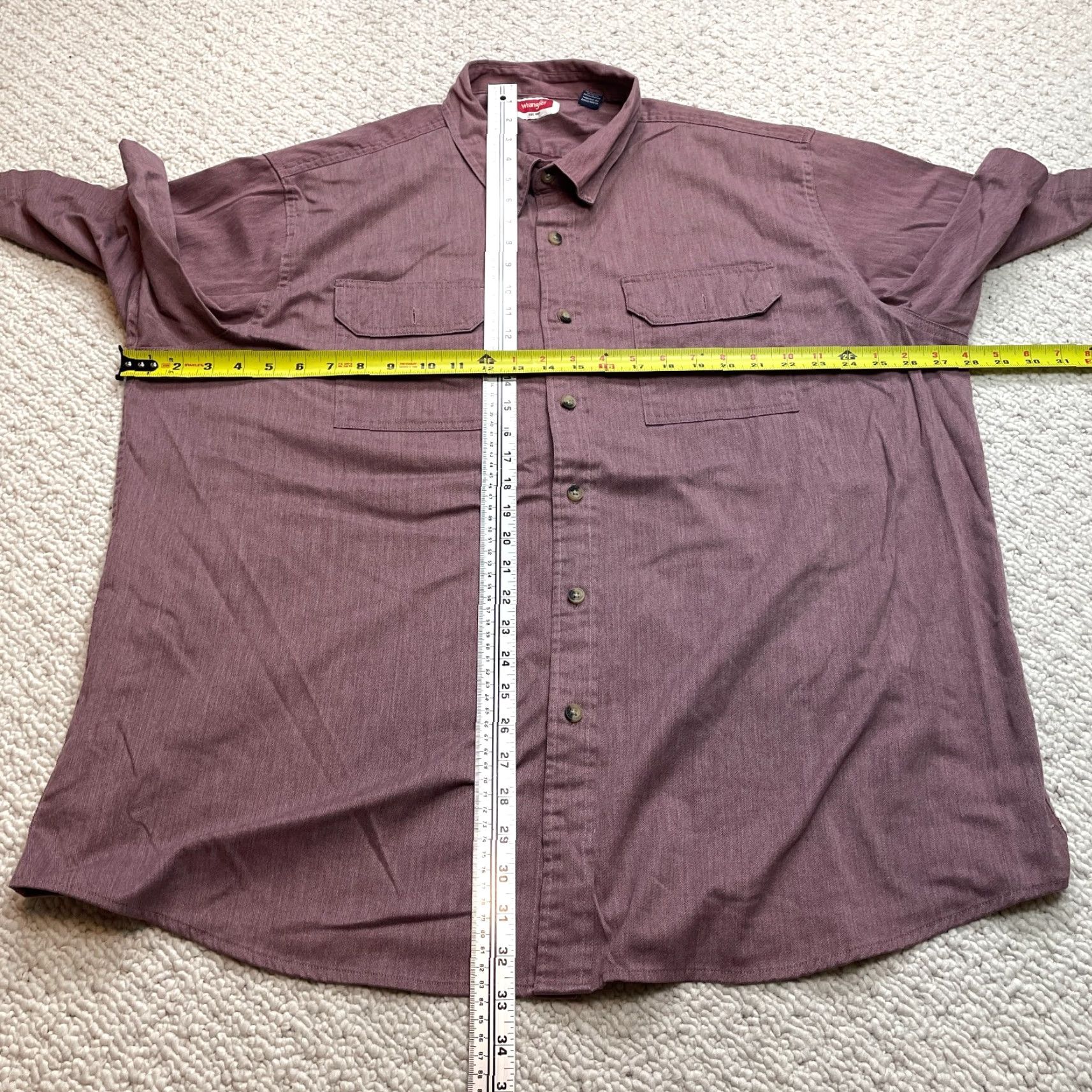 Wrangler VINTAGE Wrangler Shirt Mens 2XL Dark Red Short Sleeve Button Up Solid Cotton Pockets Button-Front Casual Mens Size US XXL / EU 58 / 5 - 5 Thumbnail