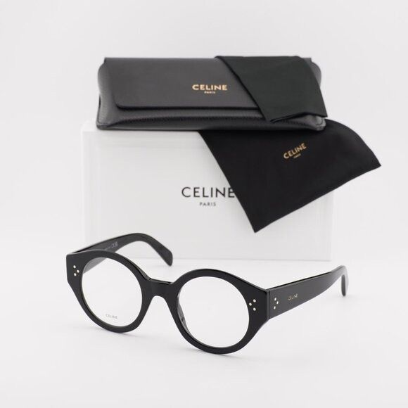 Celine Celine CL50123I 001 Eyeglasses Shiny Black 48mm Round Frame Size ONE SIZE - 9 Thumbnail