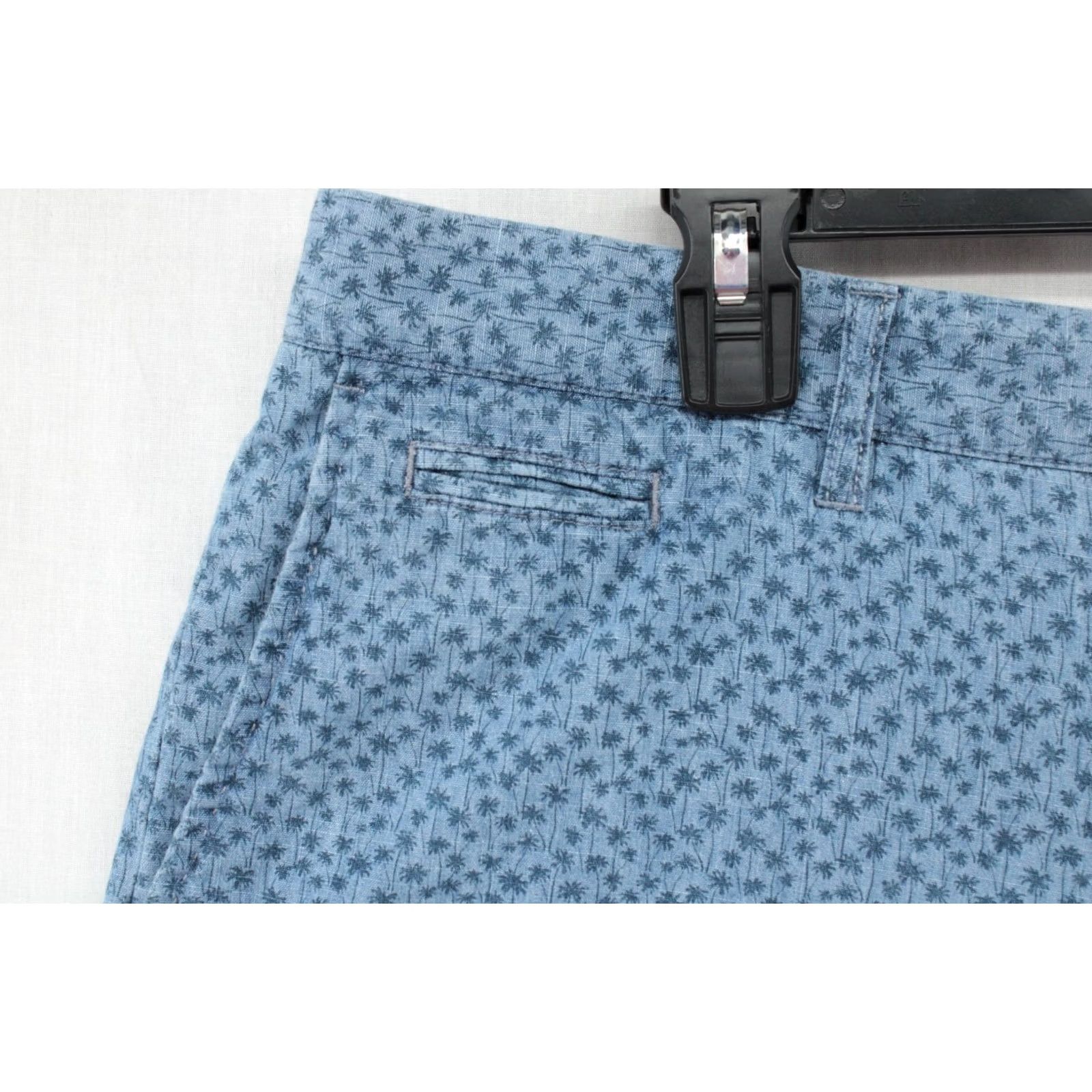 johnnie-O johnnie-O Val Shorts Mens 38 Blue Mini Palms Tropical Chambray Indigo Beach Golf Shirt Size US 38 / EU 54 - 2 Thumbnail