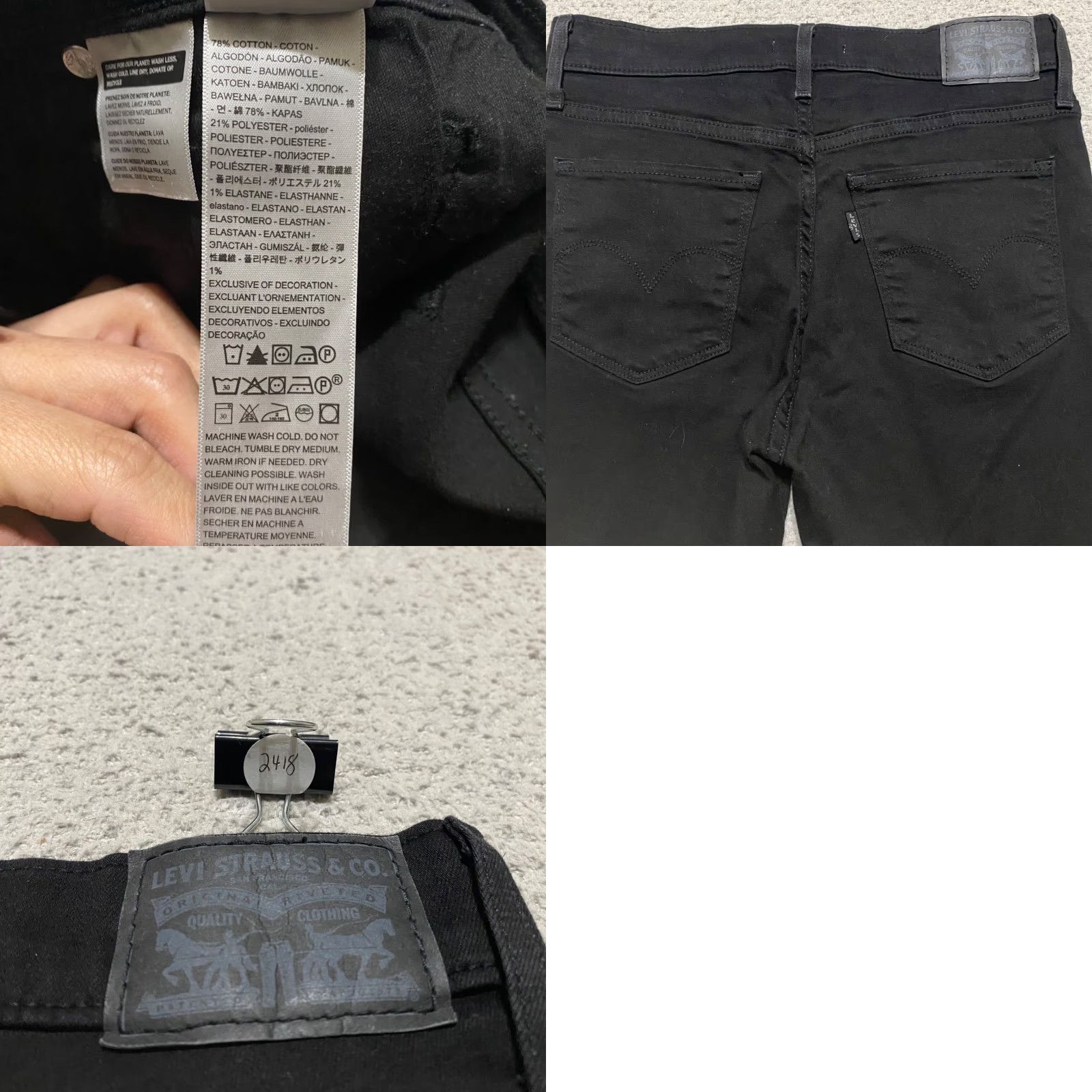 Levi's VINTAGE Levi's 311 Shaping Skinny Jeans Womens 28 Black Denim Dark Wash Mid Rise 5-Pocket Design Inseam 29 Size 27" / US 4 / IT 40 - 9 Thumbnail