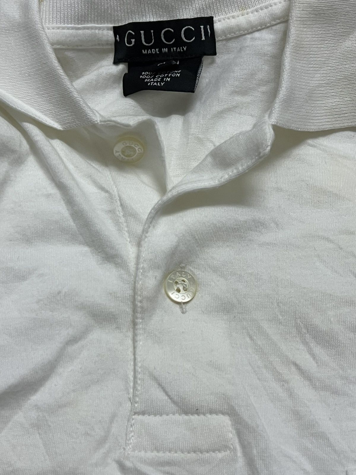 Gucci × Vintage Gucci white Short Sleeve T-Shirts button up Size US M / EU 48-50 / 2 - 3 Thumbnail