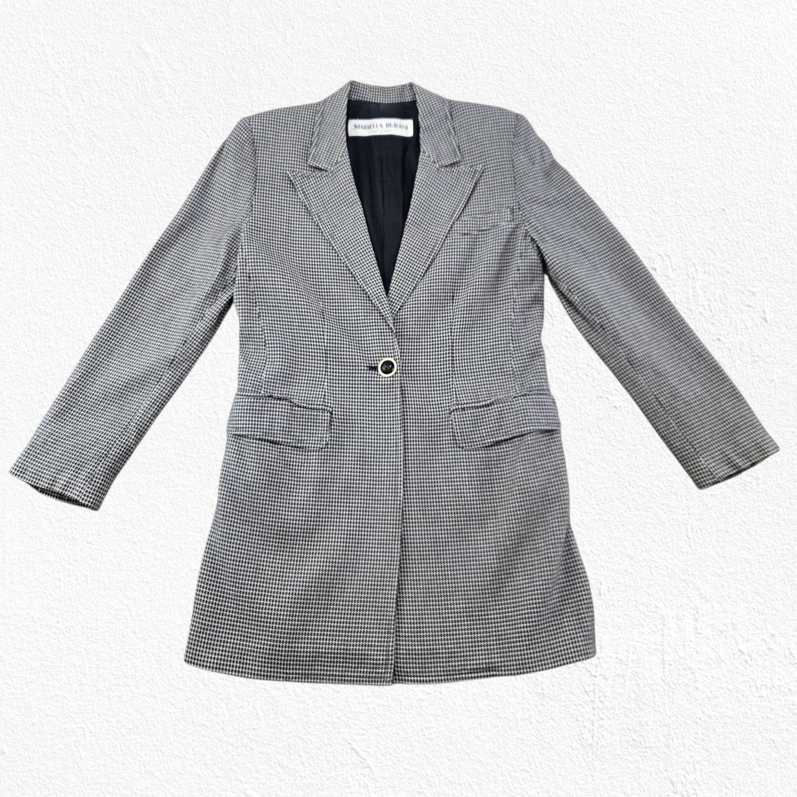 Vintage Vintage Mariella Burani Houndstooth Longline Blazer Size 4 Size S / US 4 / IT 40 - 6 Thumbnail