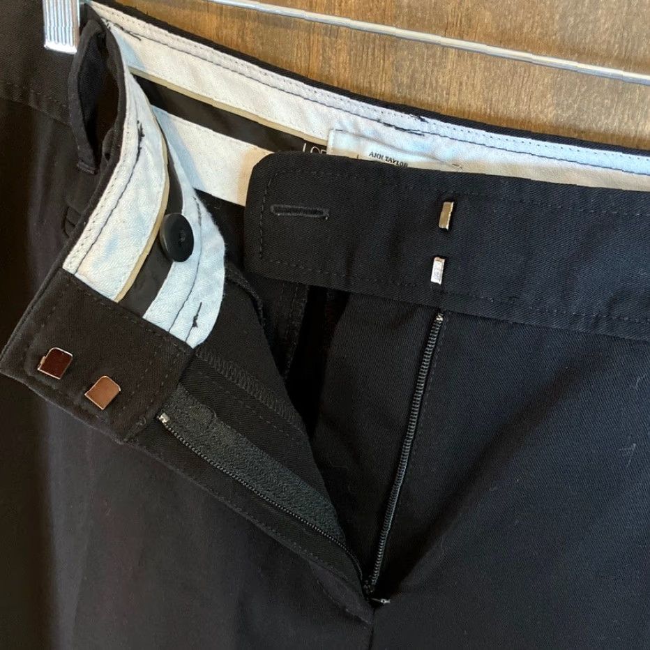 Loft VINTAGE LOFT Ann Taylor LOFT Womens Pants Black Mid Rise Wide-Leg Stretch 10P Size 24" / US 00 / IT 34 - 4 Thumbnail