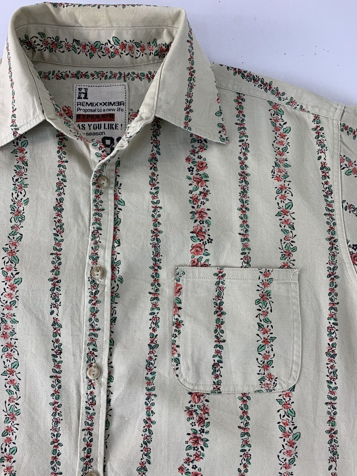 Other Hyper Remix Mainstream Striped Floral Button Up Shirt Size US L / EU 52-54 / 3 - 4 Thumbnail