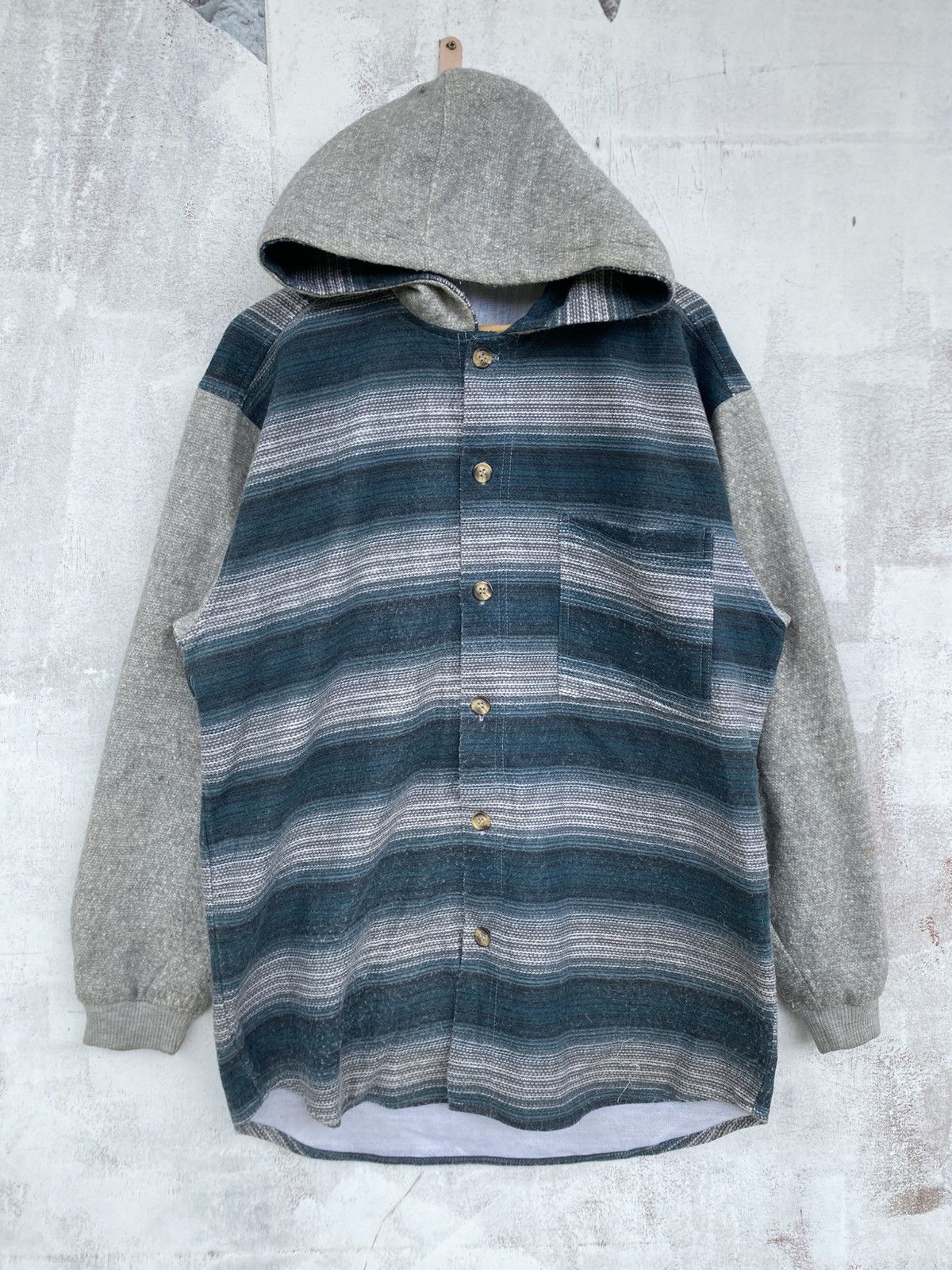 Japanese Brand AL Sports Hooded Flannel Sweat Sleeve Shirt Size US M / EU 48-50 / 2 - 2 Thumbnail