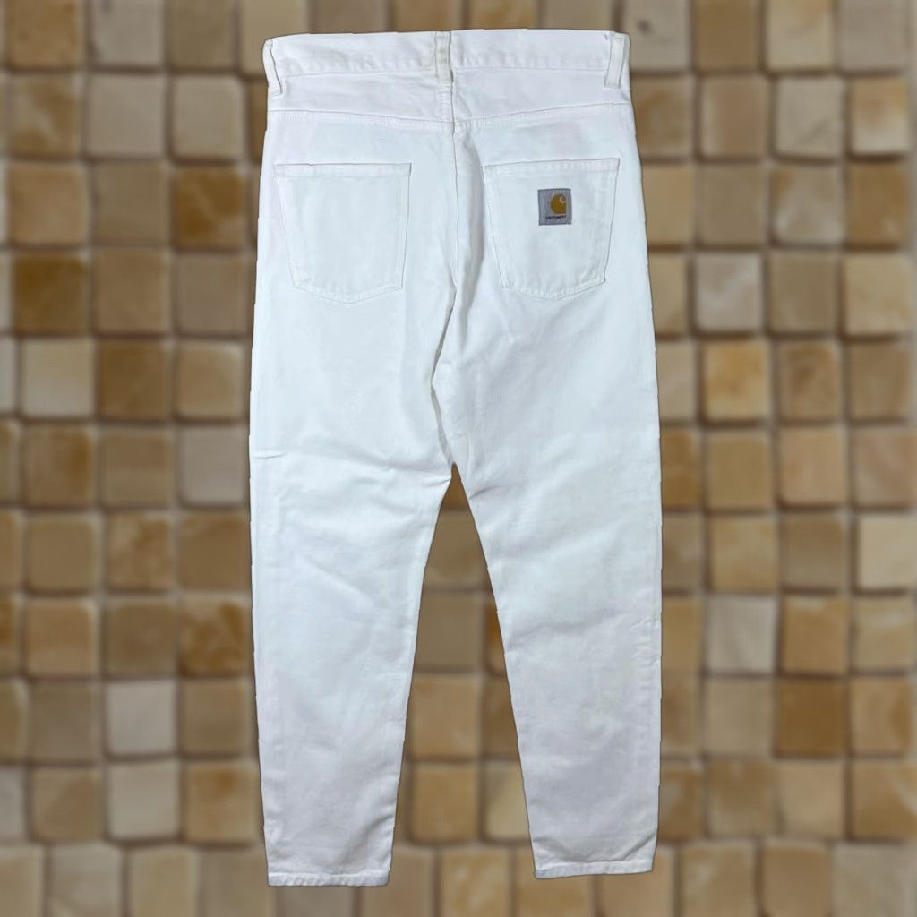 Carhartt Carhartt Newel Pant White Relaxed Tapered Regular Fit Denim Jeans 27" 30" Waist 31" Inside Leg 30" Leg Width 7" Rise 14.5" Mens Shirt Style: Jeans N/A Size US 27 - 1 Thumbnail