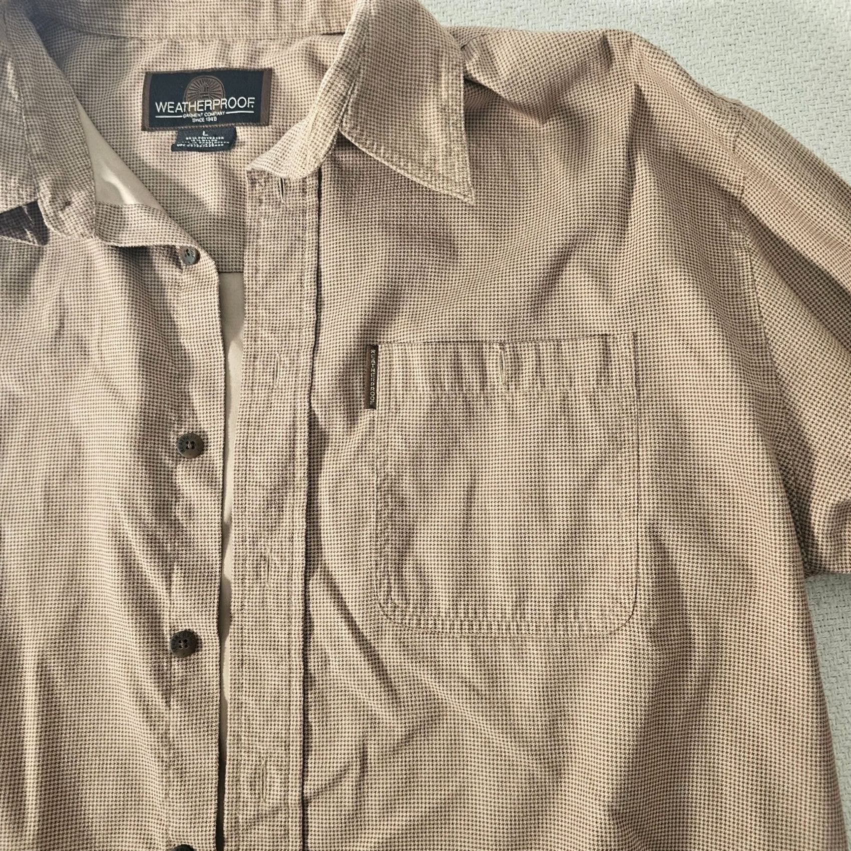 Weatherproof Weatherproof Mens L Shirt Button-Down Long Sleeve Brown Check Nylon Pocket Casual Workwear Button-Up Vintage: No Thread Size US L / EU 52-54 / 3 - 3 Thumbnail