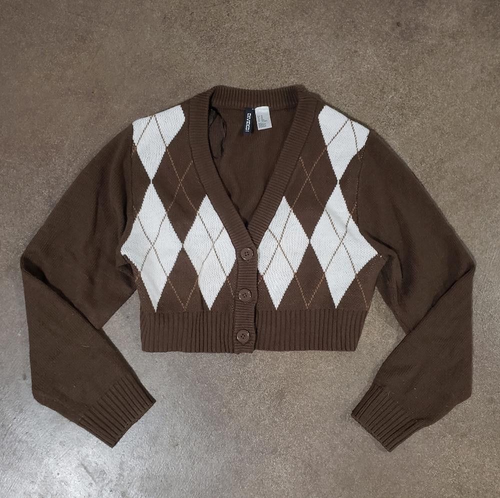 Divided Chocolate Plaid Divided Cropped Cardigan Size XS / US 0-2 / IT 36-38 - 1 Thumbnail