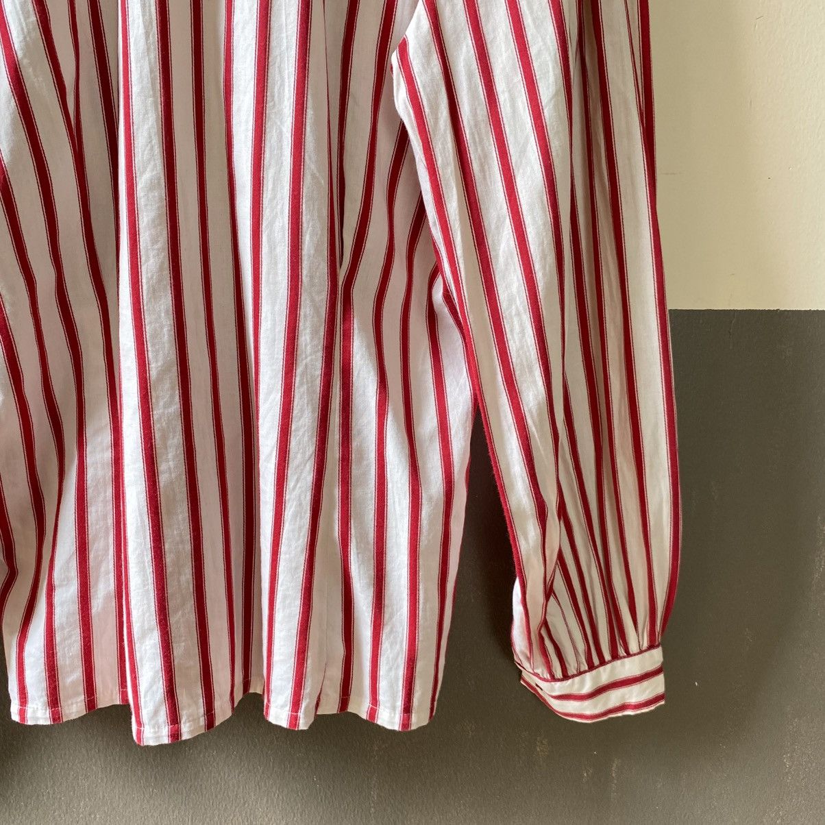 Norma Kamali Norma Kamali Red Striped Long Sleeve Blouse Size L / US 10 / IT 46 - 4 Thumbnail