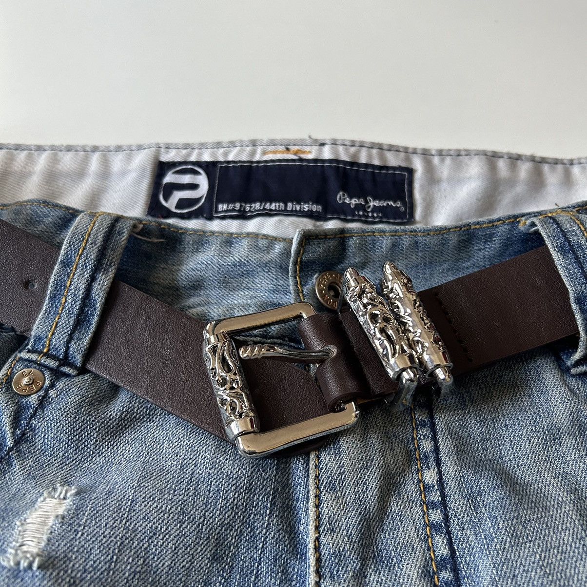 Japanese Brand × Vintage Y2K 2000s Silver cross futuristic brown roller belt Size ONE SIZE - 2 Thumbnail