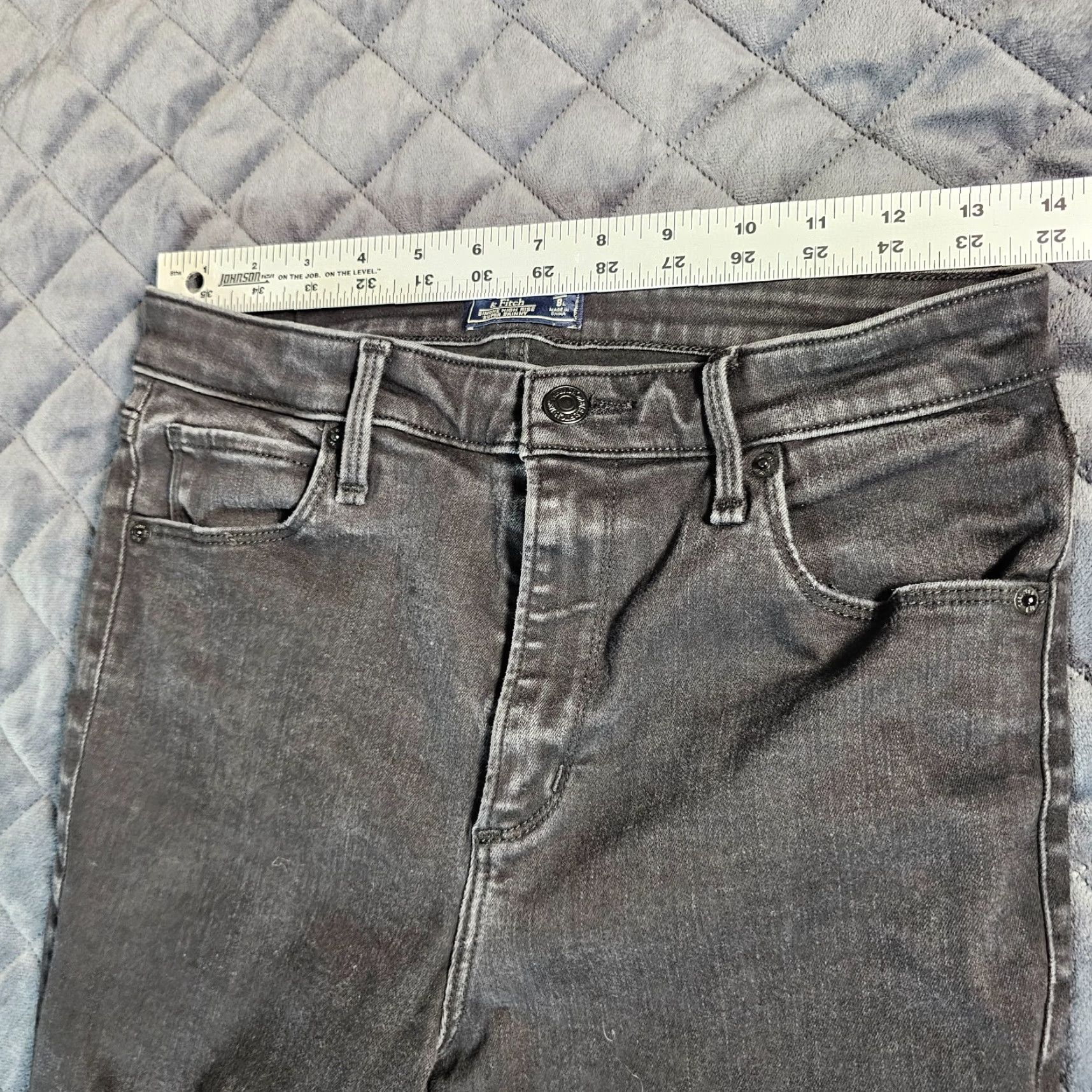 Abercrombie & Fitch Abercrombie & Fitch Simone High Rise Super Skinny Jeans Womens 29 Black Distressed Jeans (Dark Wash) - Cotton Blend Denim Size 29 Womens Size 29" - 5 Thumbnail