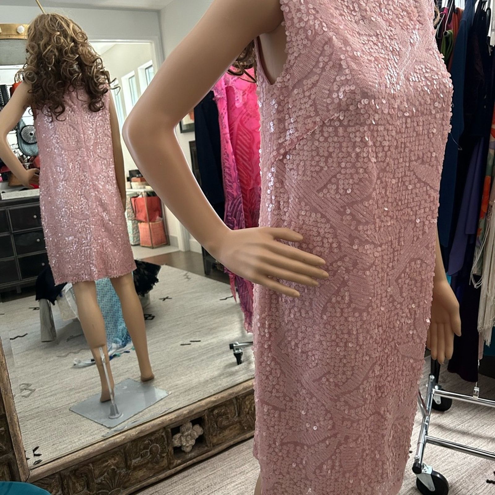 Steve And Barrys Stevie Mac pink sequin sleeveless women’s dress large Size L / US 10 / IT 46 - 4 Thumbnail