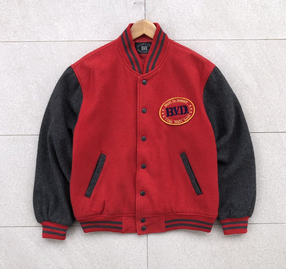 Vintage Vintage B.V.D Plain Wool Varsity Jacket Size US M / EU 48-50 / 2 - 11 Thumbnail
