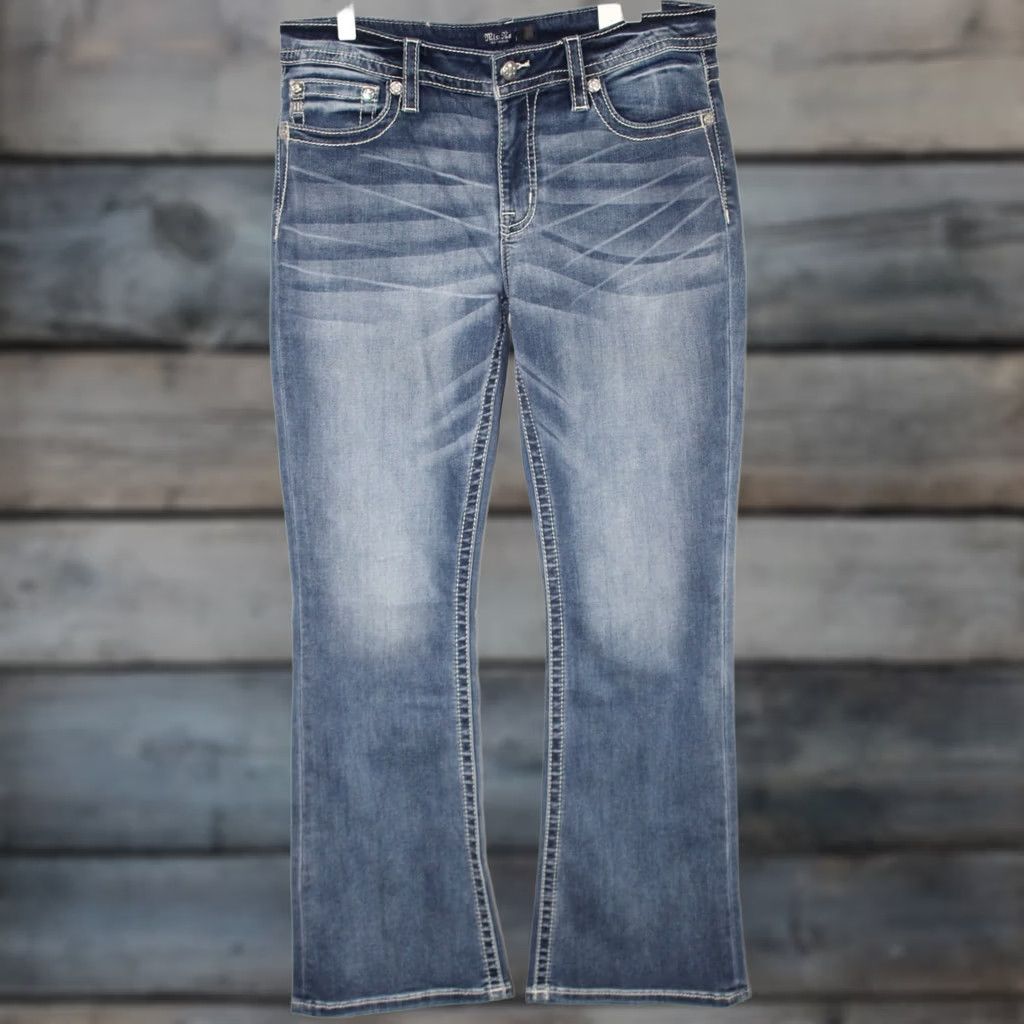 Miss Me Miss Me Jeans Erica Wing Bootcut Jeans Paisley Longhorn 33 x 32 Stretch M9437BV Blue Jeans Womens Bootscut 90s 00s Mens Womens Size 24" / US 00 / IT 34 - 1 Thumbnail