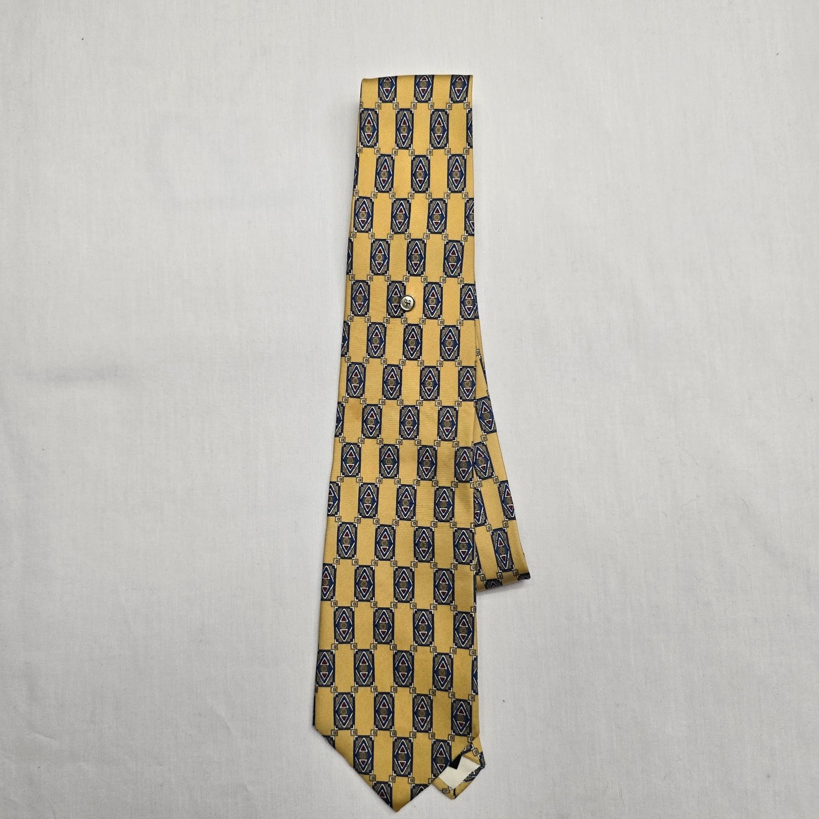 Ralph Marlin Vintage Bert Pulitzer Tie Gold 100% Silk Geometric Necktie Size ONE SIZE - 1 Thumbnail