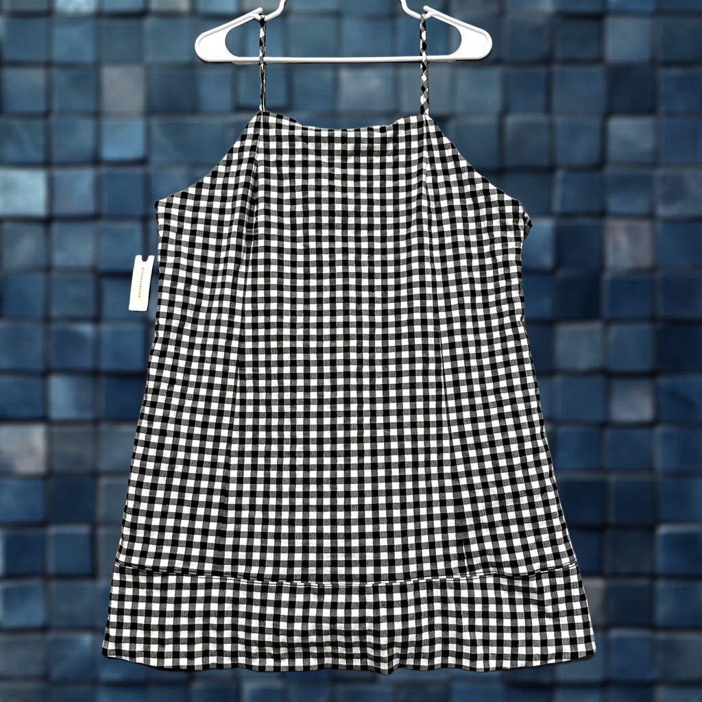 Anthropologie Anthropologie Dress Apron-Style Mini Womens XL Black White Gingham Plaid Size XL / US 12-14 / IT 48-50 - 1 Thumbnail
